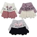 RARITYUS 2 or 3 Pairs Kids Cute Cat Warm Gloves Winter Knitted Mittens for Boys Girls Toddler 0-15 Years old