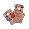 RARITYUS Unisex Warm Soft Winter Knit Gloves for Kids Boys Girls Glove with Dog Mittens (2 to 9Y)