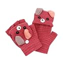RARITYUS Unisex Warm Soft Winter Knit Gloves for Kids Boys Girls Glove with Dog Mittens (2 to 9Y)