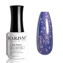 RARJSM Glitter Gel Nail Polish Bluish Purple Chunky Iridescent Rainbow Sparkle Holographic Small Flakes Shimmer Diamond Gel Polish Single Bottle Soak off UV LED Cured for Home Salon Manicure 15ML