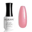 RARJSM Nude Flamingo Pink Gel Nail Polish Natural Pink Pearl Silver Glitter Clear Sheer Gel Polish 15ml UV LED Soak Off Transparent Shimmer Color Home Salon French Manicure Varnish Curing Requires