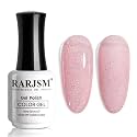 RARJSM Nude Glitter Gel Nail Polish Clear Pink Rainbow Chunky Sparkle Shimmer Jelly Nuded Iridescent Transparent Pink Gel Polish Single Bottle Soak off UV LED Cured for Home Salon Manicure 15ML