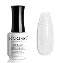 RARJSM Nude Milky White Gel Nail Polish Blue Tone Rainbow Glitter Chunky Iridescent Sparkle Shimmer Diamond Jelly Transparent Gel Polish Single Bottle Soak off UV LED Cured for Home Salon Manicure
