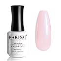 RARJSM Nude Pink Gel Nail Polish with Blue Pearl Shell Glitter Clear Sheer Light Purple Pink Shimmer Gel Polish 15ml UV LED Soak Off Transparent Skin Color Home Salon French Manicure Curing Requires