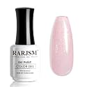 RARJSM Nude Sheer Pink Rainbow Glitter Gel Nail Polish Chunky Gold Shimmer