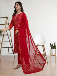RAS RANI Embroidered Kurta Churidar Dupatta