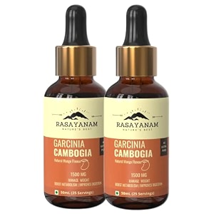 rasayanam garcinia cambogia 1500mg pack of 2 50 ml sugar-free mango flavour weight management for men amp women  4x concentrated liquid formulation