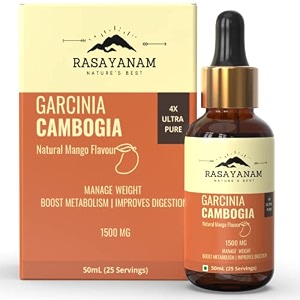 rasayanam garcinia cambogia 1500mg pack of 3 50 ml sugar-free mango flavour  advance weight management for men amp women  4x concentrated liquid formulation