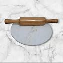 Rasi Gallery Marble Chakla/Rolling Pin Board/Roti Maker/Chakla/Chapati Maker for Home & Kitchen | White Marble Roti Maker with Wooden Belan (9 Inch) (White chakla belan)
