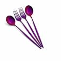 Raspberry Pink Spoon and Fork Set – 4-Piece Stainless Steel Cutlery Set with Round Head Spoons | Modern Flatware for Dining, Gifting &amp; Table Decor – Dishwasher Safe &amp; Rust Resistant