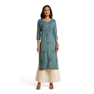 RATAN Rayon Straight Lucknowi Chikankari Ethnic Wear