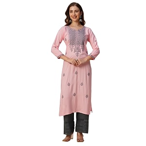 RATAN Rayon Straight Lucknowi Chikankari Ethnic Wear