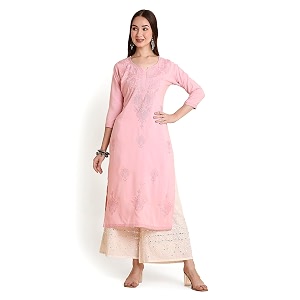 RATAN Rayon Straight Lucknowi Chikankari Ethnic Wear