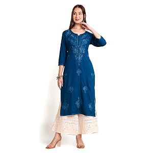 RATAN Rayon Straight Lucknowi Chikankari Ethnic Wear