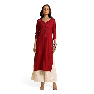 RATAN Rayon Straight Lucknowi Chikankari Ethnic Wear