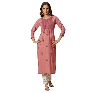 RATAN Rayon Straight Lucknowi Chikankari Ethnic Wear