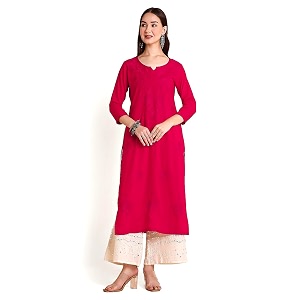 RATAN Rayon Straight Lucknowi Chikankari Ethnic Wear