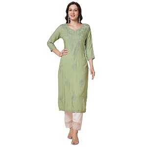 RATAN Rayon Straight Lucknowi Chikankari Ethnic Wear