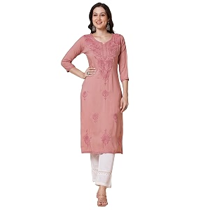 RATAN Rayon Straight Lucknowi Chikankari Ethnic Wear