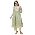 RATAN Women39s Muga Cotton Flared Lucknowi Chikankari
