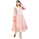 RATAN Women39s Muga Cotton Flared Lucknowi Chikankari