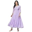 RATAN Women39s Solid Georgette Tiered Chikankari Flared