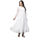 RATAN Women39s Solid Georgette Tiered Chikankari Flared
