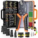 Ratchet Crimping Tool Kit with Crimper,18–14 AWG Wire Crimper, IP67 Waterproof Automotive Electrical Connectors 1/2/3/4/5 Pin &amp; Terminal Removal Tools for Motorcycle, Marine, Boat