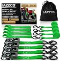 Ratchet Straps - Heavy Duty Tie Downs Straps - 1 Inch x 15 Feet 4 Pack - Safety S Hooks & Soft Loops, 1800LBS Break Strength for Men, Trucks Cargo Moving appliances Motorcycle ATV (Green)