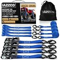 Ratchet Straps - Heavy Duty Tie Downs Straps - 1 Inch x 15 Feet 4 Pack - Safety S Hooks &amp; Soft Loops, 1800LBS Break Strength for Men, Trucks Cargo Moving appliances Motorcycle ATV (Blue)