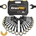 GRENPRO 23PCS Ratcheting Combination Wrench Set SAE Metric Mechanic Tools