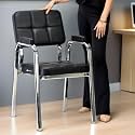 Office Executive Special Principal Manager Visitor Study Chair with arm Rest with Steel Frame and Cushion seat Back, Chair Without Wheels Holds up to 125 kg (1, Black, Oval Pipe)