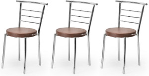 ratison leatherette dining chair set of 3 finish color - brown