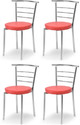 RATISON Leatherette Dining Chair (Set of 4, Finish Color - RED)