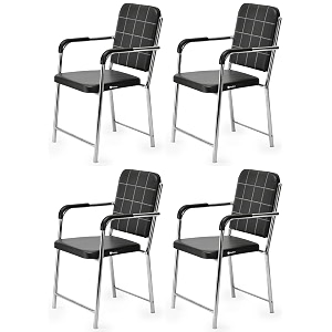 office chair visitor chair with arm rest with steel frame and cushioned seat back chair without wheels holds up to 140 kg heavy design 4 black heavy 2