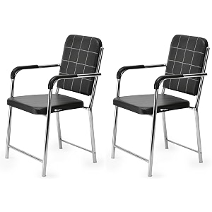 office chair visitor chair with arm rest with steel frame and cushioned seat back chair without wheels holds up to 140 kg heavy design 2 black heavy 2
