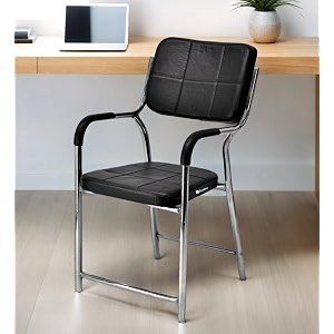 office chair visitor chair with arm rest with steel frame and cushioned seat back chair without wheels holds up to 140 kg heavy design 1 black heavy 2