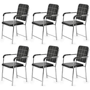 office chair visitor chair with arm rest with steel frame and cushioned seat back chair without wheels holds up to 140 kg heavy design 6 black heavy 2
