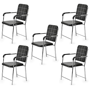 office chair visitor chair with arm rest with steel frame and cushioned seat back chair without wheels holds up to 140 kg heavy design 5 black heavy 2