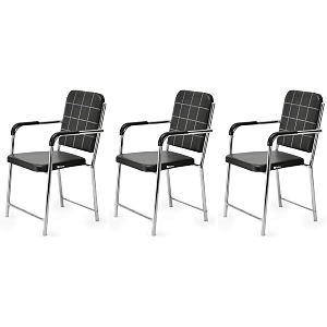 office chair visitor chair with arm rest with steel frame and cushioned seat back chair without wheels holds up to 140 kg heavy design 3 black heavy 2