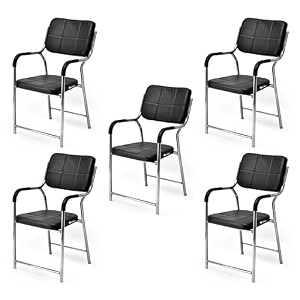 ratison office chair visitor chair with arm rest with steel frame and cushioned seat back chair without wheels holds up to 140 kg heavy design 6 black heavy 1