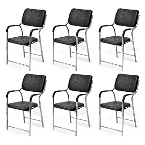 office chair visitor chair with arm rest with steel frame and cushioned seat back chair without wheels holds up to 140 kg heavy design 1 black heavy 2