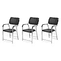 RATISON Office Chair Visitor Chair with arm Rest with Steel Frame and Cushioned seat Back, Chair Without Wheels Holds up to 140 kg Heavy Design (6, Black, Heavy 1)