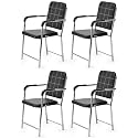 Office Chair Visitor Chair with arm Rest with Steel Frame and Cushioned seat Back, Chair Without Wheels Holds up to 140 kg Heavy Design (4, Black, Heavy 2)