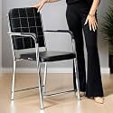 Office Chair Visitor Chair with arm Rest with Steel Frame and Cushioned seat Back, Chair Without Wheels Holds up to 140 kg Heavy Design (1, Black, Heavy 2)