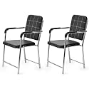 Office Chair Visitor Chair with arm Rest with Steel Frame and Cushioned seat Back, Chair Without Wheels Holds up to 140 kg Heavy Design (2, Black, Heavy 2)