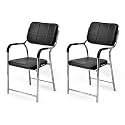 Office Chair Visitor Chair with arm Rest with Steel Frame and Cushioned seat Back, Chair Without Wheels Holds up to 140 kg Heavy Design (1, Black, Heavy 2)