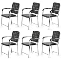 Office Chair Visitor Chair with arm Rest with Steel Frame and Cushioned seat Back, Chair Without Wheels Holds up to 140 kg Heavy Design (6, Black, Heavy 2)