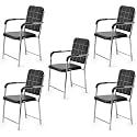 Office Chair Visitor Chair with arm Rest with Steel Frame and Cushioned seat Back, Chair Without Wheels Holds up to 140 kg Heavy Design (5, Black, Heavy 2)