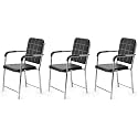 Office Chair Visitor Chair with arm Rest with Steel Frame and Cushioned seat Back, Chair Without Wheels Holds up to 140 kg Heavy Design (3, Black, Heavy 2)